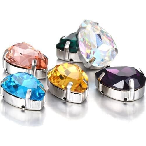 Good Quality Crystal K9 Glass Stone Sew on Rhinestones with Silver Claw Stones for Craft Clothing Decoration Wedding Dress Beads