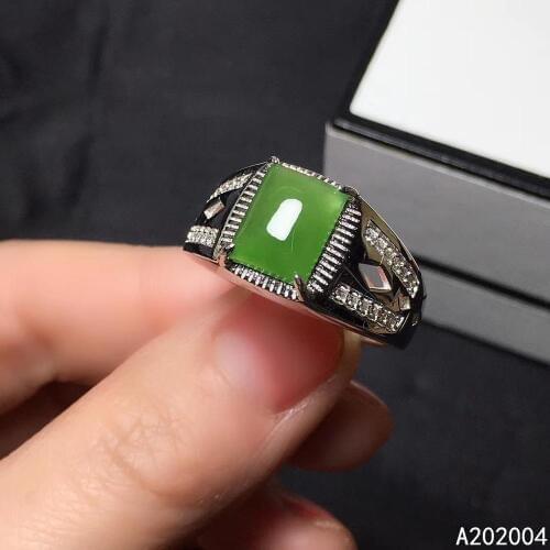 KJJEAXCMY fine jewelry 925 sterling silver inlaid natural gemstone Jasper new men ring classic Support Detection