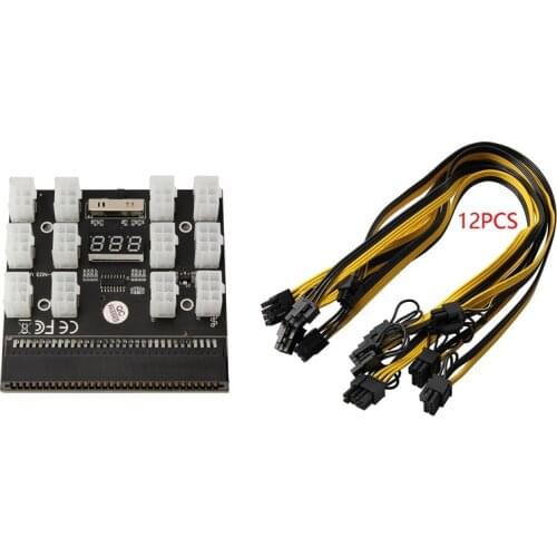 HOT-Breakout Board with 12PCS Cable 12 Port 6Pin Power Module Server Adapter for HP 1200W 750W PSU GPU Miner BTC ETH
