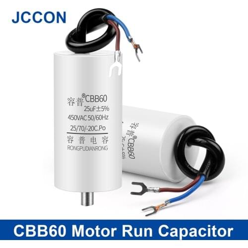 1Pcs CBB60 Motor Run Capacitor 450V 4UF 5UF 6UF 8UF 10UF 12UF 14UF 16UF 20UF 100UF Start Water Pump Washer Air Pump with Screws