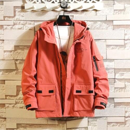 Fad Autumn Cargo Jackets Men Streetwear Solid Color Jacket Hip Hop Jackets Man Outwear Casual Windbreaker Coat