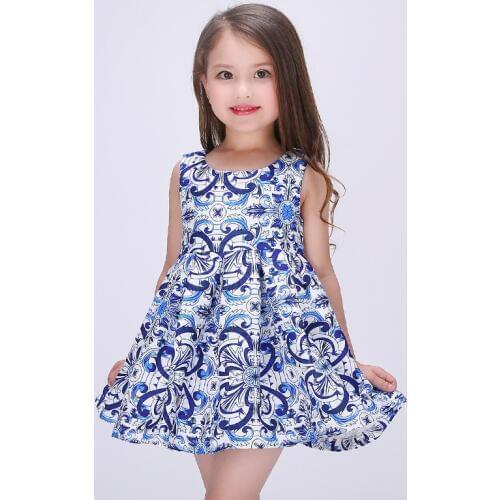 2017 Summer Children Girls Dresses Lovely Baby Girls A Line Dress Baby Kids Sleeveless Dress for Childrens Clothing 3-11Y