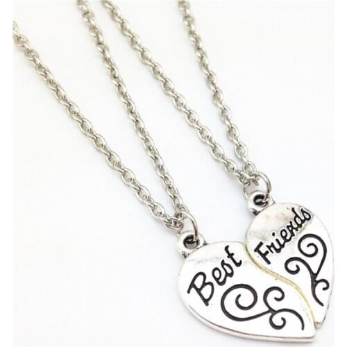 Hot 2pcs/ Set diamante heart friendship bff necklace best friends forever together Jewelry For Women and Men