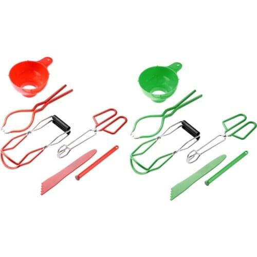 H55A 6Pcs/set Stainless-Steel Canning Kit Include Canning Funnel,Jar Lifter,Jar Wrench,Lid Lifter,Canning Tongs,Bubble Popper