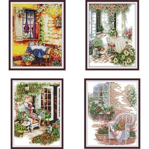 Summer afternoon garden landscape painting cross stitch kit DMC 14CT 11CT Chinese cross stitch needlework set DIY needlework kit