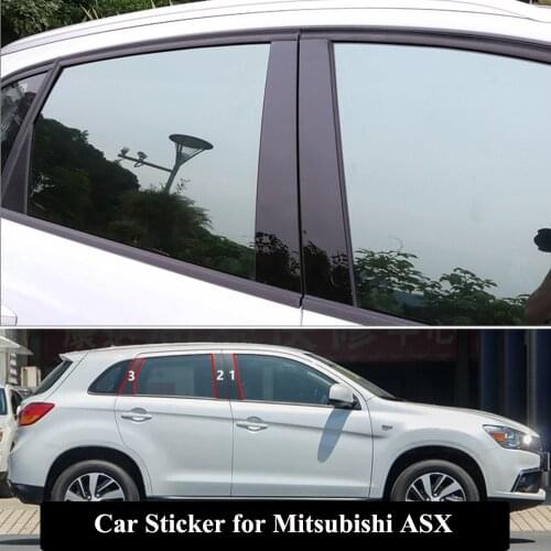 6PCS/Set Car Styling Accessories Middle Pillar Mirror Trim Decals Decoration Covers Car Window Pillar Sticker For Mitsubishi ASX