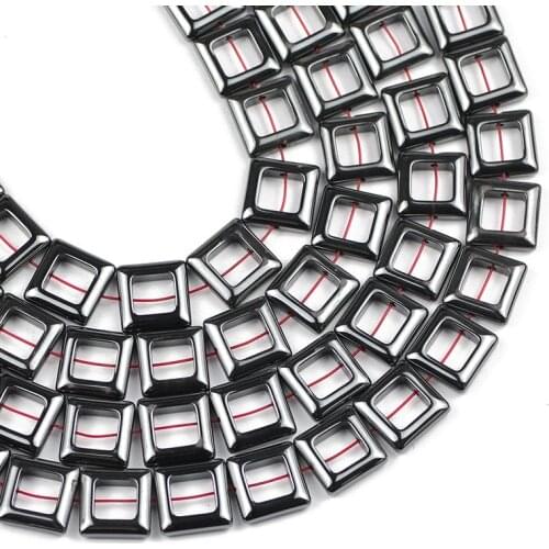 14MM Natural Stone Beads Big hole Square Black Hematite Spacer Loose Beads For Jewelry Making Diy bracelet accessories Findings