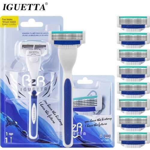 New 4Layers Men Razor High Quality Steel Razor Blades Safe Smooth Shaving Beard Body Hair Remover Suitable for Mach handle