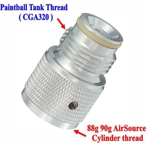 New 88G or 90G 3oz Airsource Prefilled Co2 Cartridges Cylinder to Paintball Tank Thread Adapter Converts Fit for Paintball tank