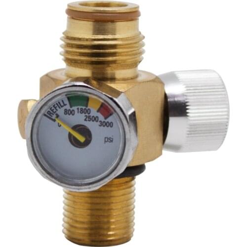 Paintball CO2 Cylinder Tank Valve with On/Off and Gauge Thread M18X1.5