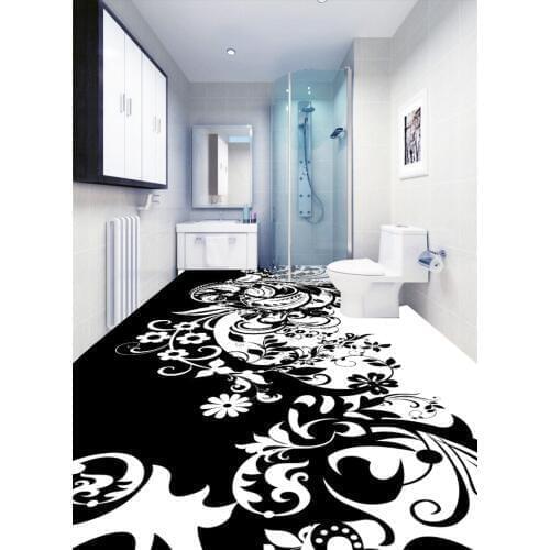 Custom any size photo 3d floors Black and white pattern beautiful floor 3d floor painting wallpaper
