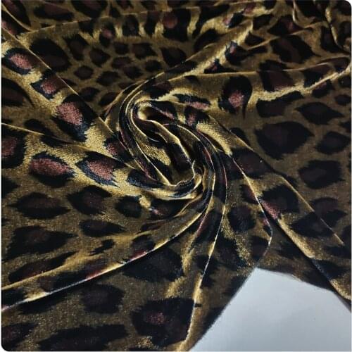 Big Leopard Print Silk Bottom Cloth Real Velvet Silk Gold Velvet Cloth Dress Cheongsam Shirt Apparel Fabric