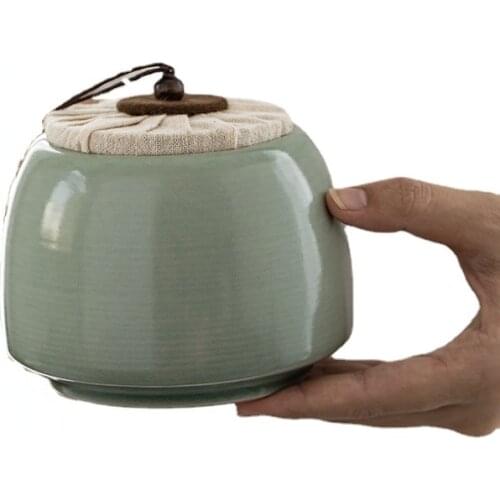 Pine green glazed ceramics Keepsake Urn Container for Ashes Pet Memorial Cremation Urns Ceramic Funeral for Ashes Dog cat