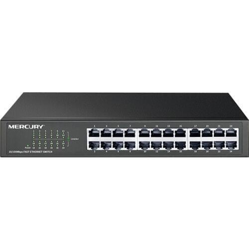 Steel, 24 Ports 10/100Mbps Fast Ethernet Network Switch, Auto MDI/MDI-X, Half/Full Duplex, 6KV Lightning Protection, Plug&Play