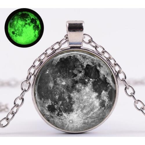 Glow in the Dark Galaxy Pendant Necklace For Women Jewelry Luminous Necklace Vintage Silver Color Chain Gold Color Necklace