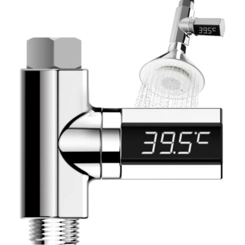 LED Water Shower Thermometer Celsius Flow Self-Generating Electricity Water Temperture Meter Monitor Energy Smart Meter
