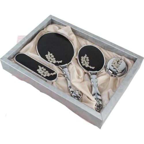 YOUR COMB SET WITH QUALITY COLOR TO ADD ELEGANCE TO YOUR STYLE Luxury Bridal Mirror Brush Toiletry Set (Black FREE SHİPPİNG