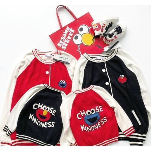 Tonytaobaby Autumn/winter Dress New Boys and Girls Baby Cartoon Embroidered Knitted Sweater Mother and Kids