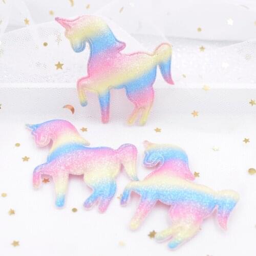 Upscale Glitter Iridescence Cartoon Unicorn Applique Padded Patches for DIY Happy Birthday Party Magical Dessert Gifts Decor S36