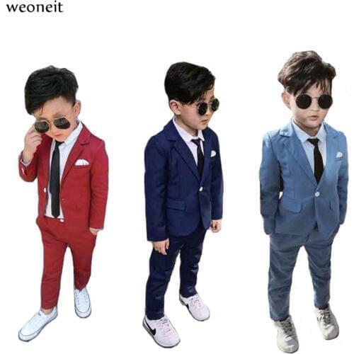 Weoneit Kids Party Wear 2PCS Spring Boys Formal Suit for Wedding Party 2020 Toddler Boy Blazer Suit Student School Costumes