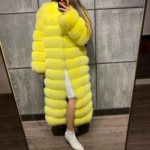 Natural fur coat long ladies real fox fur coat long women real fur coat X-long
