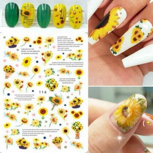 Women Fashion 3D Nail Stickers Sunflower Design Adhesive DIY Decals Nail Design Stickers New Nail Decorations And Accessories