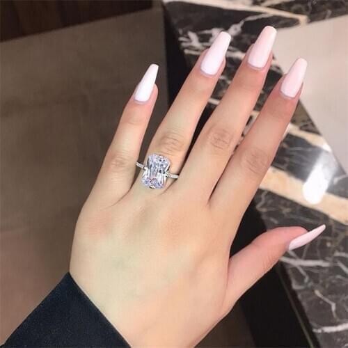 6CT Stunning Clear CZ Luxury Jewelry 925 Sterling Silver Princess Cut White 5A Zircon Promise Women Wedding Bridal Ring Gift