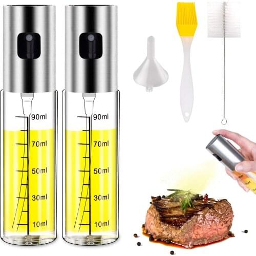 1/2pc Sprayer Oil Bottle 100ml Glass Wine Vinegar Container Nebulizer Cooking Oil Controlled Kitchen Baking Roasting Tools