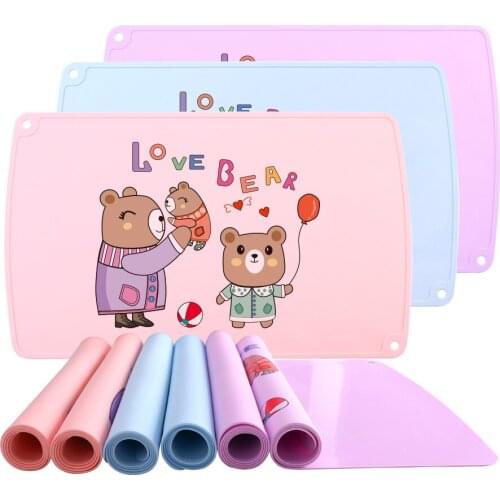 1PC 50*30CM Baby Placemats Cute Cartoon Non-slip Children Table Mat Food Grade Silicone Table Pad Mat Waterproof Tableware