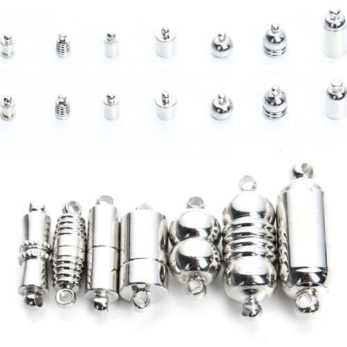 10pcs/lot Rhodium Color Magnetic Clasps For Leather Bracelets Necklace Connectors Jewelry Findings Making DIY