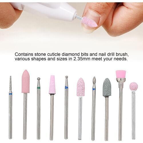 10PCS Professional Nail Drill Bits Grinding Head Set for Beauty Salons Home Use Manicure Pedicure Nail Art Tools