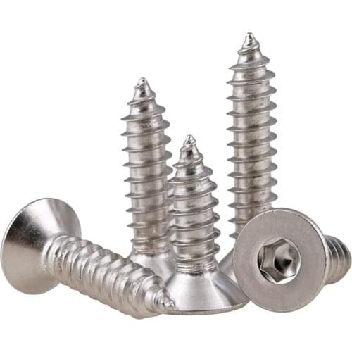 20/50pcs 304 Stainless Steel Countersunk Head Hexagonal Self Tapping Screw M3 M4 M5 Flat Head Screws