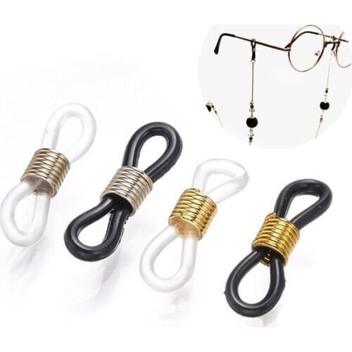30pcs Black/whiter glasses connectors Adjustable Lanyard Cord Rubber Strap Eyelets for Transparent Band Rope Eyewear Accessories