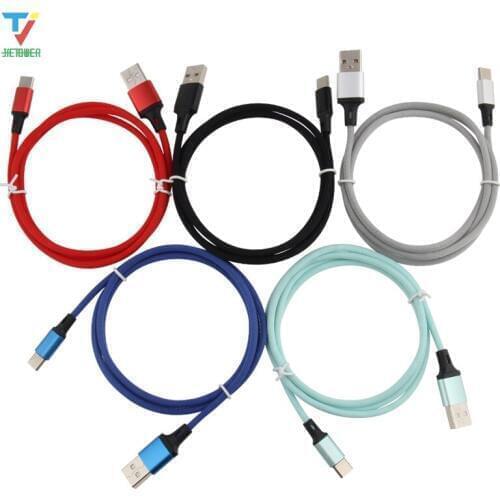 300pcs/lot wholesale Type-C Micro 5pin 8pin Straight Pure Colored Fabric Data Cable For huawei xiaomi iphone 1Mwholesale cheap