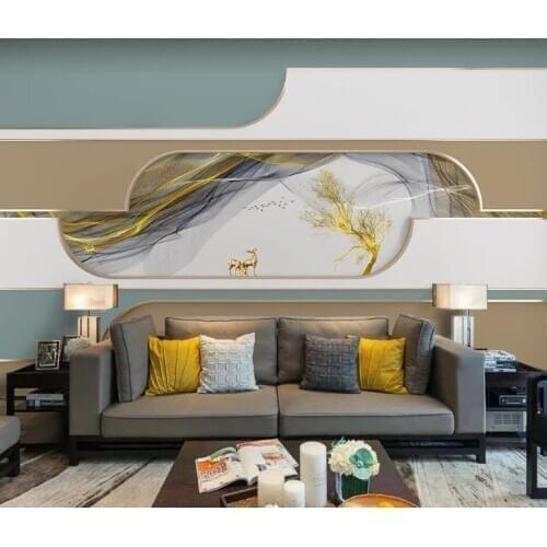 Custom Any Size 3D Mural Wallpaper Modern geometric abstract line elk Photo Wall Painting Living Room Decor Wall