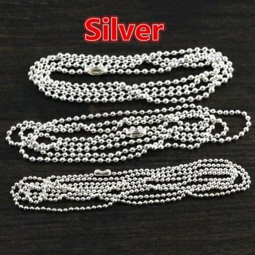5pcs 1.5mm 2mm 2.4mm Silver Plated Ball Beads Chain Necklace Bead Connector 65cm(25.5 inch)