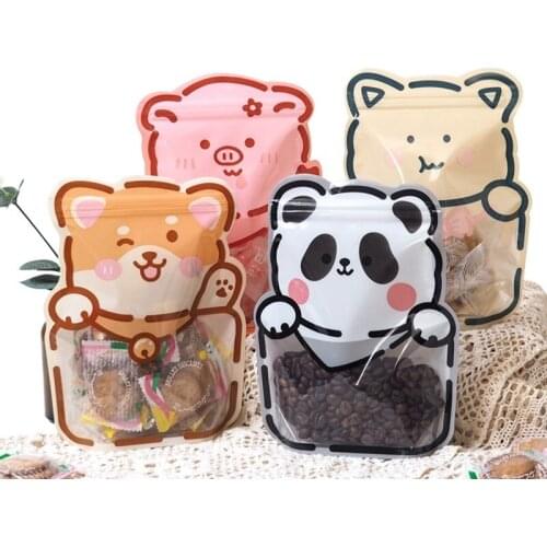 500Pcs/Lot 4 Styles Cute Cartoon Bear Snack Bag Self Sealing Bag Hand Baked Food Package Small Fine Ziplock Bag