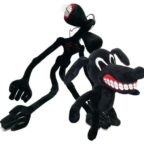 55cm Cartoon Black Dog Plush Siren Head Plush Toy Stuffed Animal Black Dog Plushie Doll Toys for Kids Boys