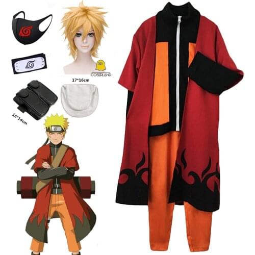 Anime Uzumaki Cosplay Anime Cloack Shippuden Ninja Cape Orange Jacket Pants Sportswear Yellow Wig Headband Halloween Costume