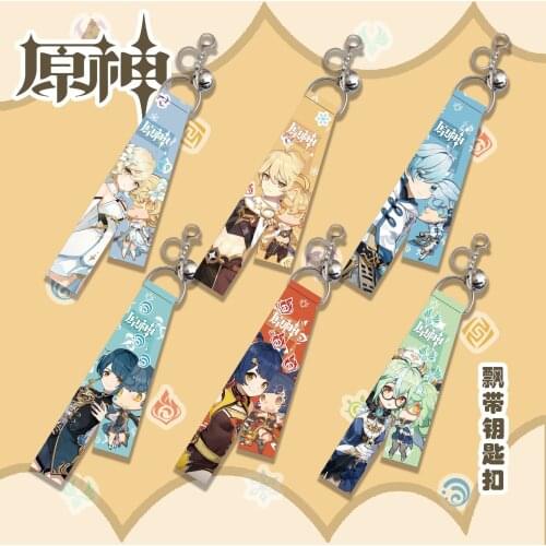 Game Genshin Impact Cosplay key chain ribbons carved clear childe game characters surrounding the original key ring ribbons