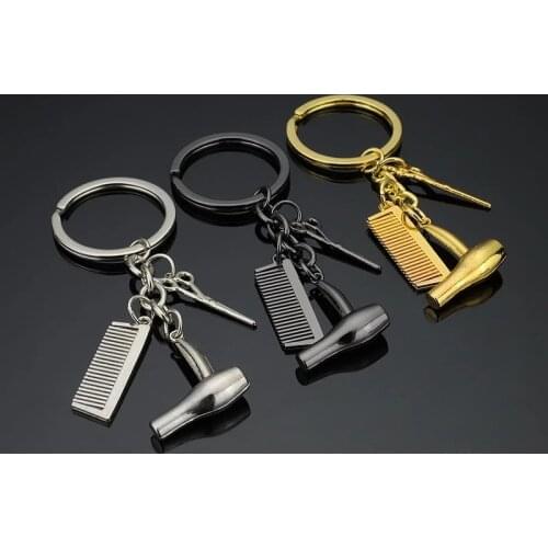 Scissors keychain for women comb key chain hairdryer keychain key holder creative portachiavi chaveiro llaveros bag charm