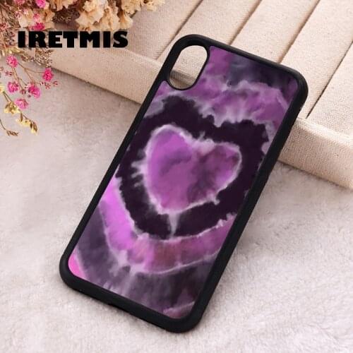 Iretmis 5 5S SE 2020 phone cover cases for iphone 6 6S 7 8 Plus X Xs XR 11 12 Mini Pro Max Silicone TPU Pink Tie Dye Heart