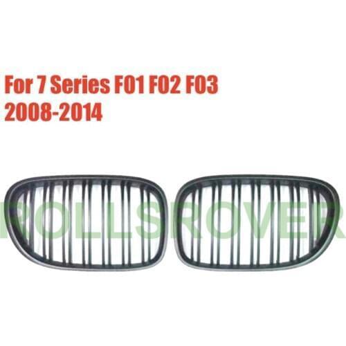 ROLLSROVER Black Front Bumper Grille Grill For BMW 7 Series F01 F02 F03 2008-2014 Double Strip Car Styling