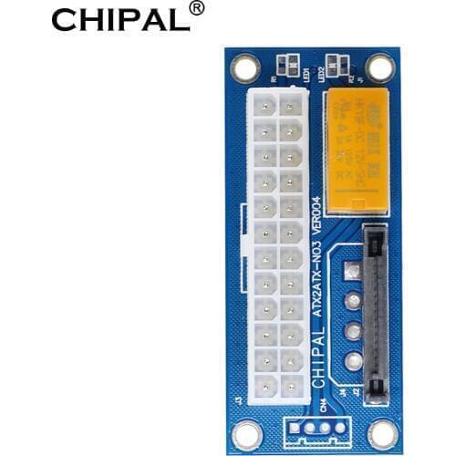 CHIPAL ATX 24Pin to SATA 15Pin Dual PSU Adapter Power Supply Sync Starter Extension Cable Card For Litecoin Mining Miner