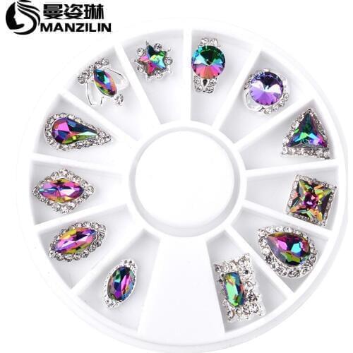Colours Profiled AB Crystal Wheel Nail Stickers Decoration 3D DIY Nail Art Tips Jewelry Glass Rhinestones Manicure tools