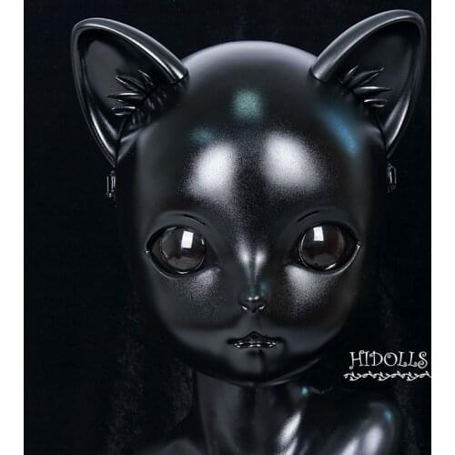 HD04B) Black Lilith Female Cute Kitty Cat Mask Girl Resin Full Head Cosplay Japanese Role BJD Kigurumi Crossdresser Doll Mask