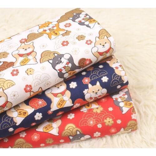 140CMx50CM Cotton fabric bronzing gold dog printed fabric handmade DIY patchwork bag kimono cheongsam fabric