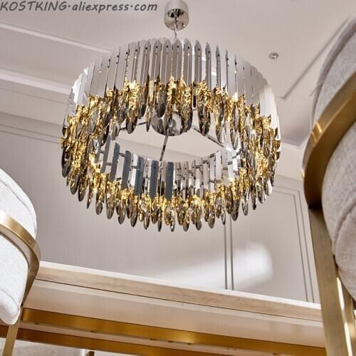 Crystal chandelier chrome decorative chandelier restaurant hotel lamp for living room