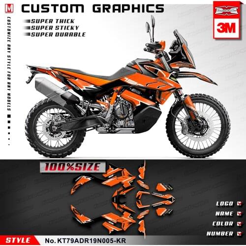 KUNGFU GRAPHICS Personalized Stickers Vinyl Adhesives for 790 Adventure R ADV 2019 2020, Orange and Black