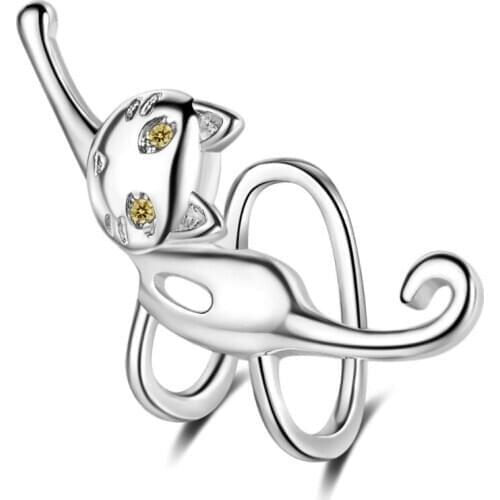 Exquisite Fox Ear Clip Zircon Earless Hole Earrings For Women Girls Trend Creative 925 Sterling Silver Party Gift Jewelry SAE472